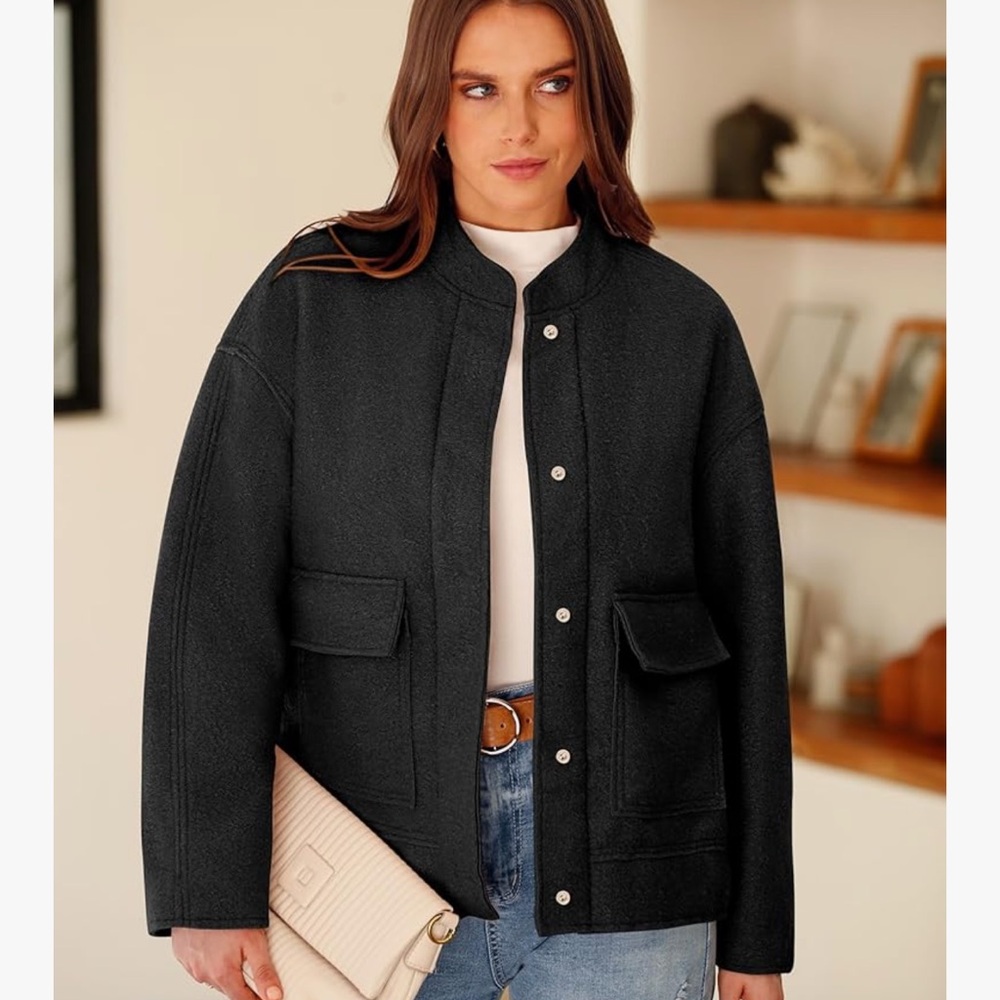 Sherpa black Utility Jacket with Relaxed Fit